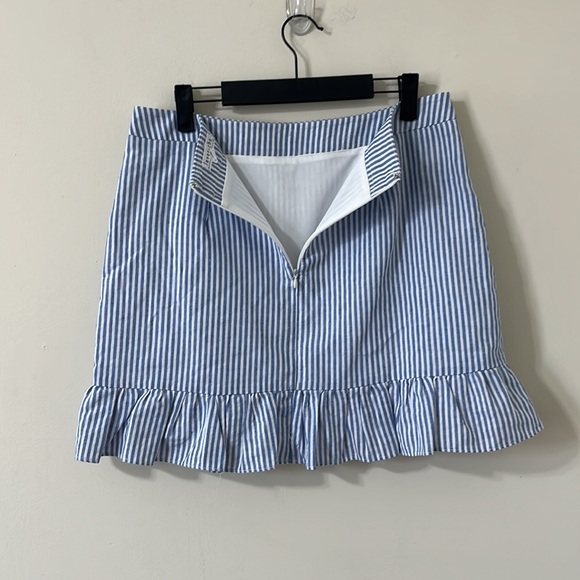 Love Riche Blue White Stripe Ruffle Skirt Size Large - Picture 6 of 8